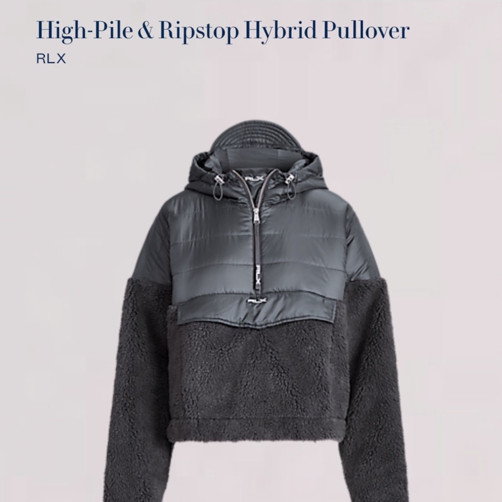 Nwt Polo Ralph Lauren Rlx High-Pile & Ripstop Hybrid Pullover Grey Size L